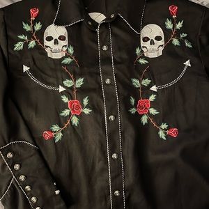 Scully Western Skull & Rose Snap Button Shirt